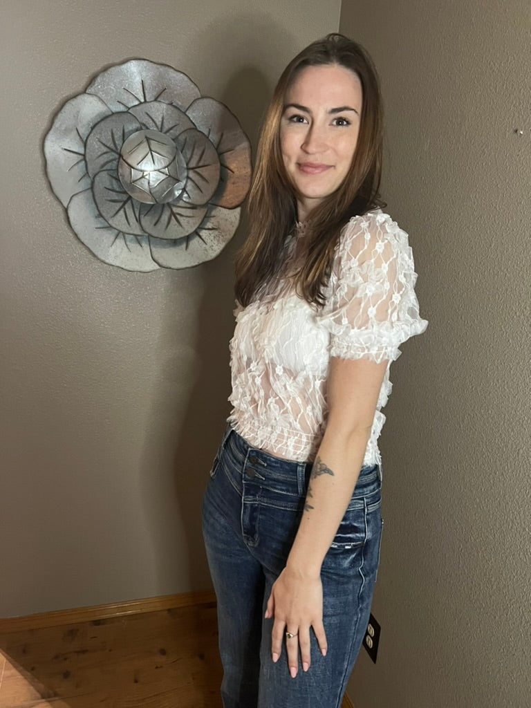 LucyBrook Boutique Sweet Details Floral High Neck Blouse