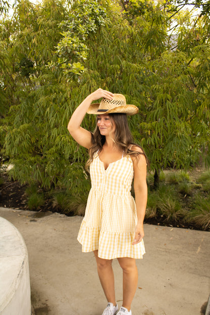 LucyBrook Boutique Yellow Mixed Plaid Sun Dress