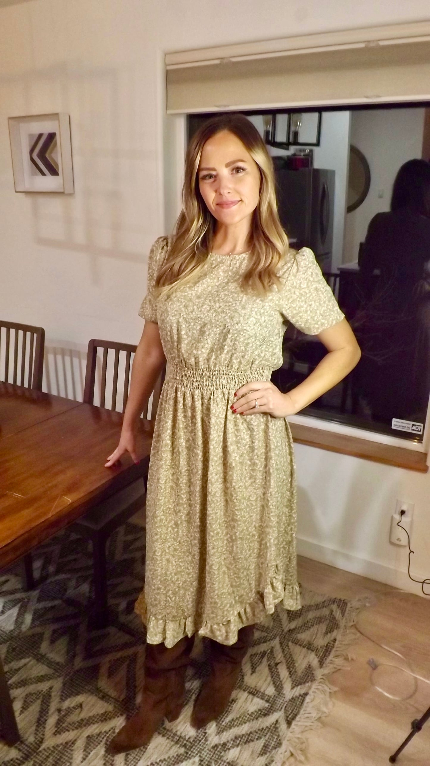 Brooke's Closet: Beige Floral Peasant Dress