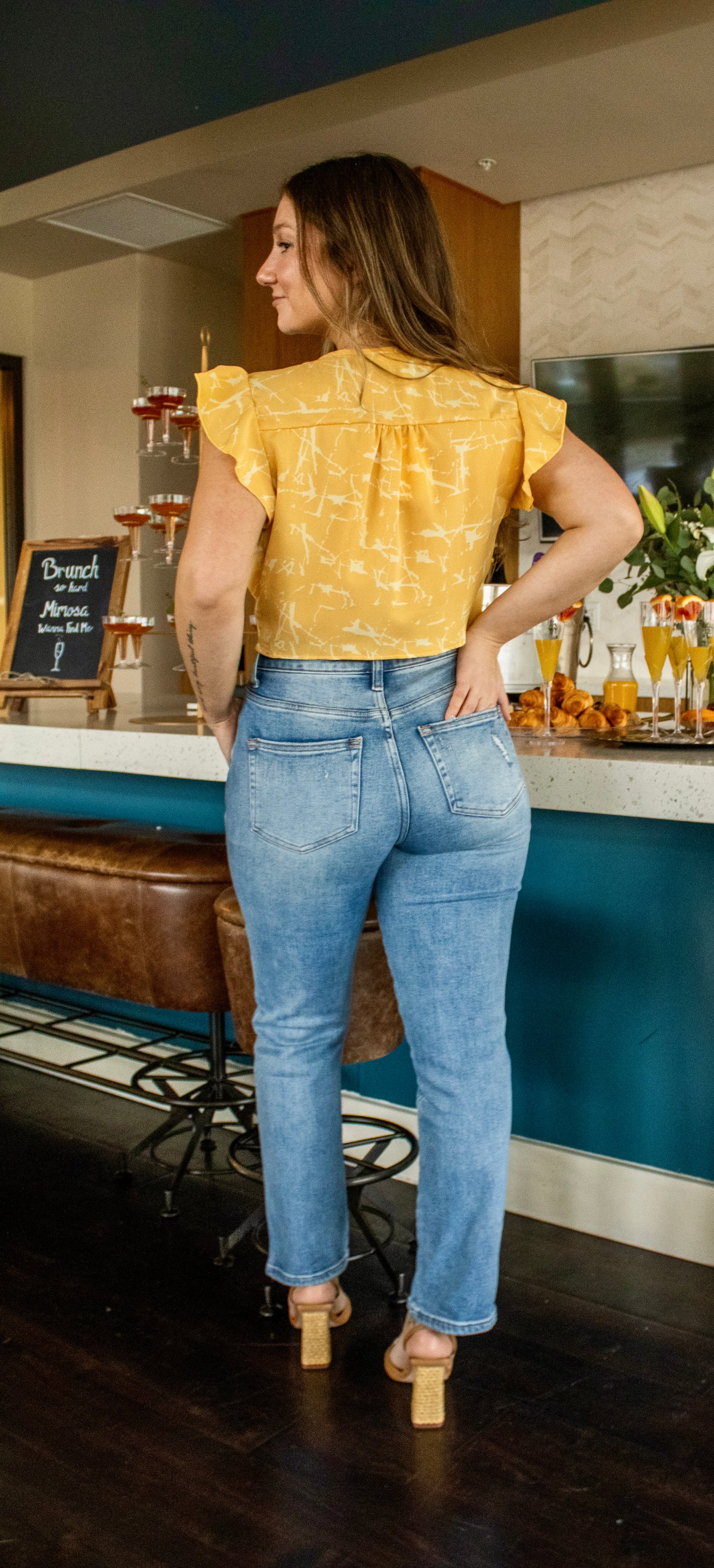 Yellow Ruffle Tie Front Crop Top