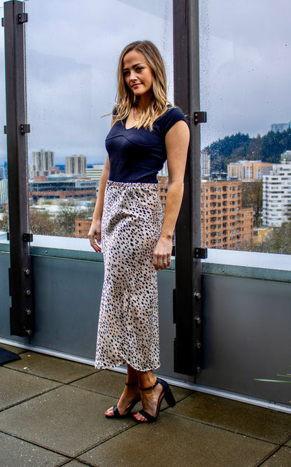 LucyBrook Boutique Leopard Satin Midi Skirt