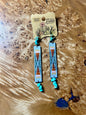 Justin Brand Genuine Leather Aztec Turquoise Drop Earrings