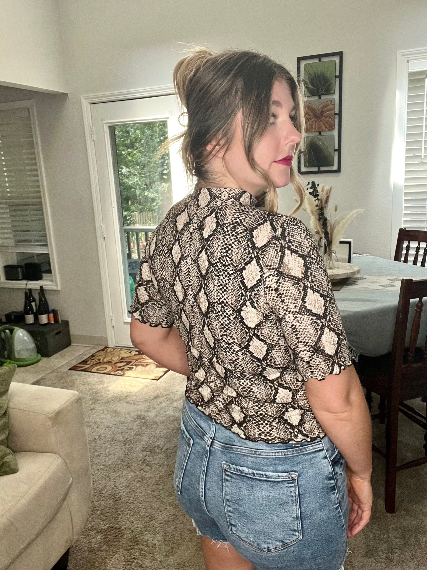 Brooke's Closet: Snake Print Mock Neck top