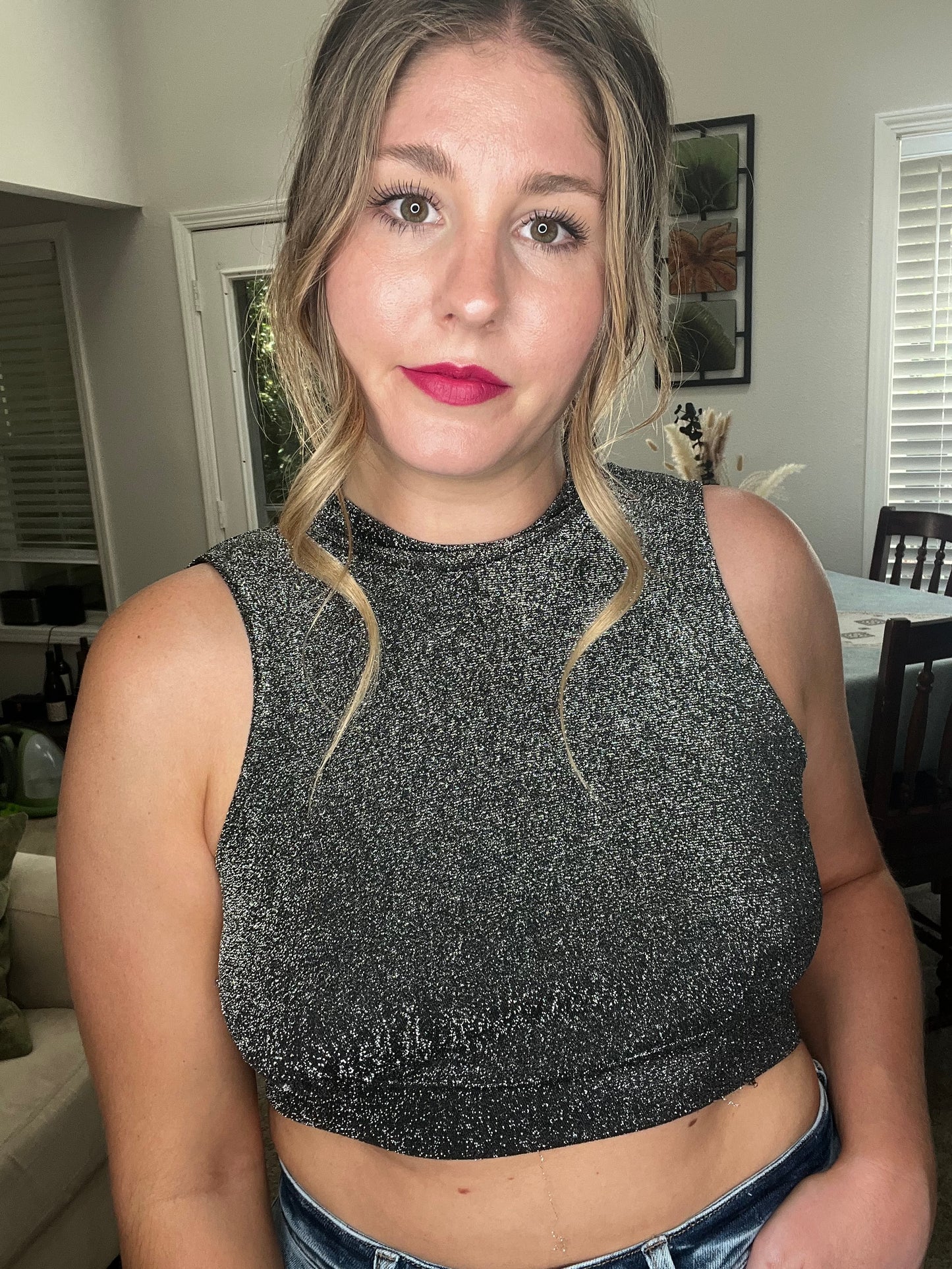 Brooke's Closet: Silver Open Back Crop Top