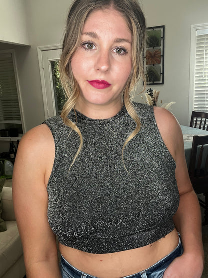 LucyBrook Boutique Brooke's Closet: Silver Open Back Crop Top