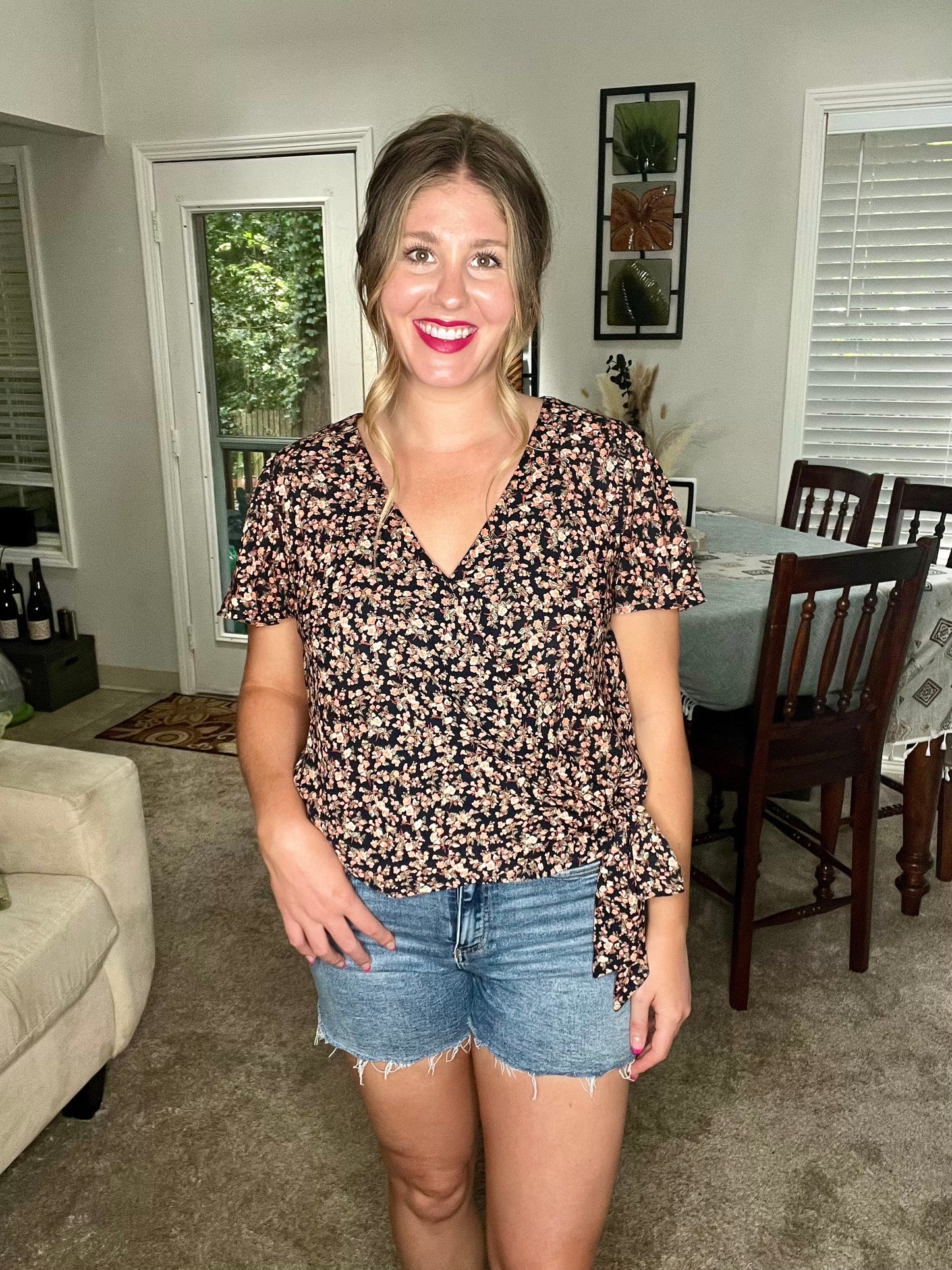 Brooke's Closet: Floral Tie Front Blouse