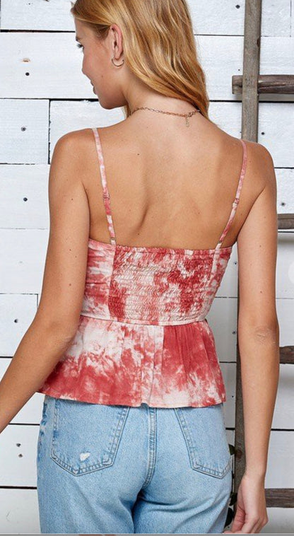 LucyBrook Boutique Tie Dye Ruched Tank Top