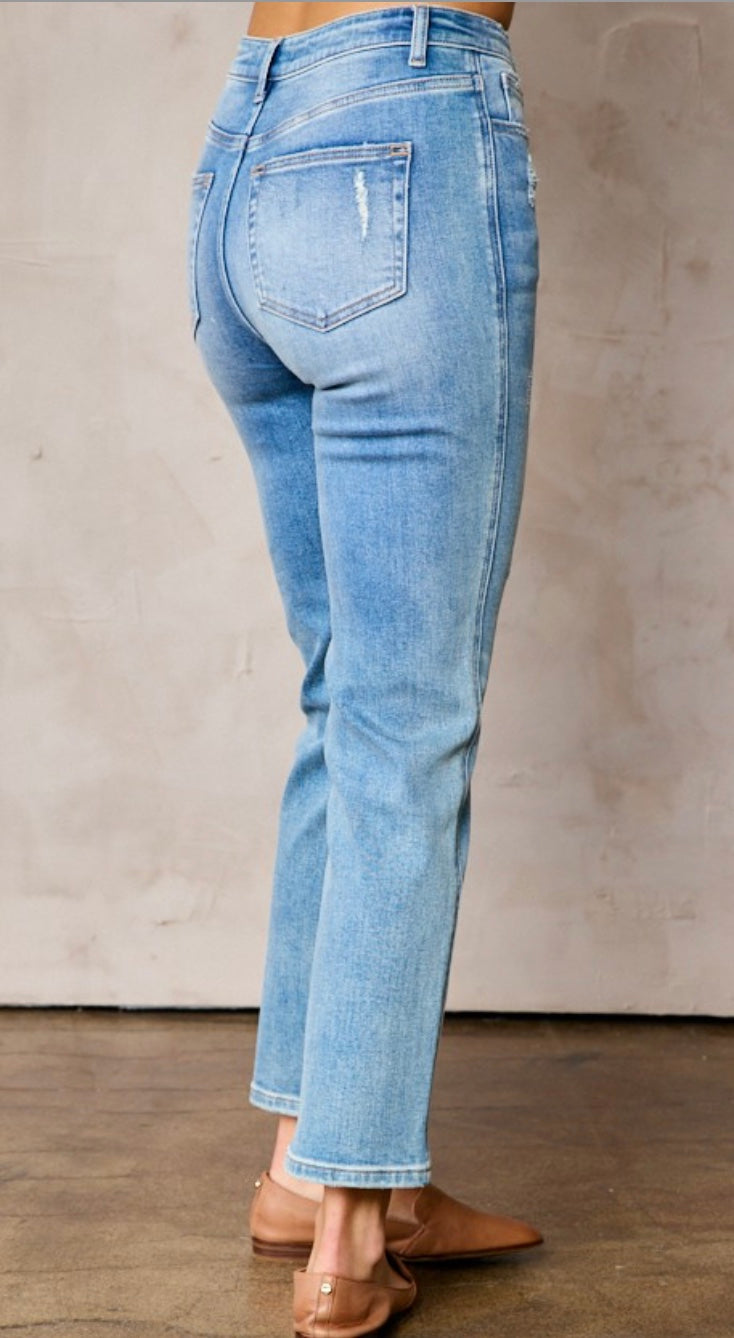 High Rise Ankle Straight Jean