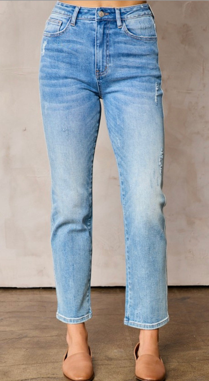 High Rise Ankle Straight Jean