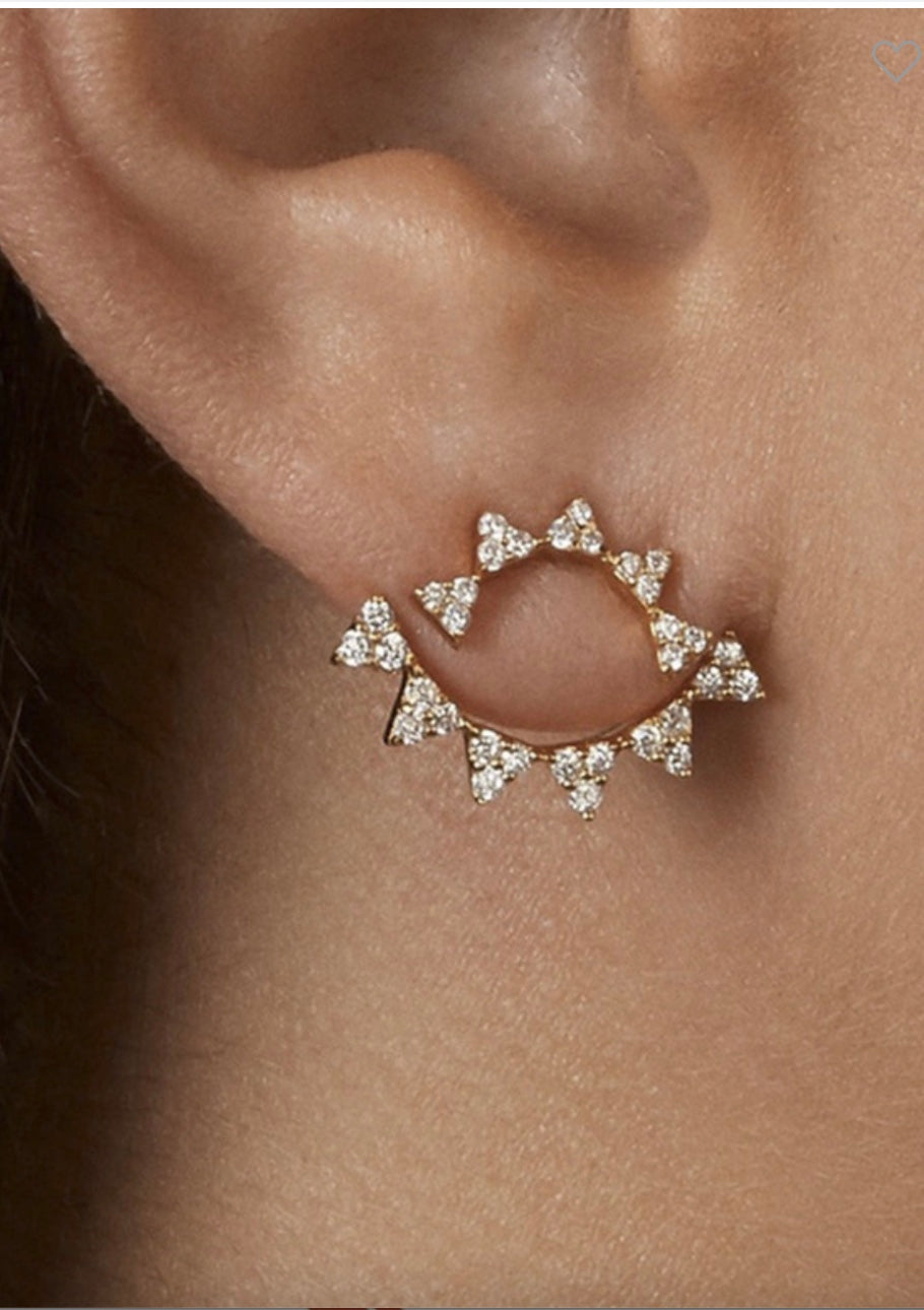 Royal Rhinestone Ear Jacket Studs