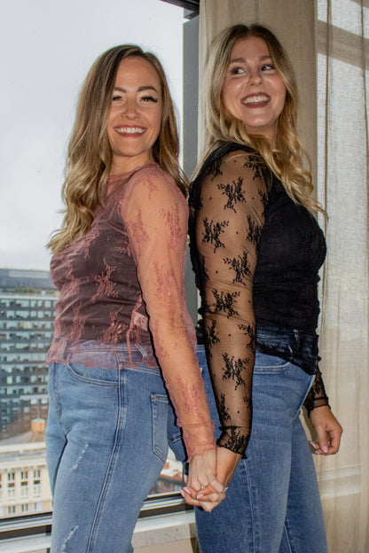 LucyBrook Boutique Sheer Lace Layering Top