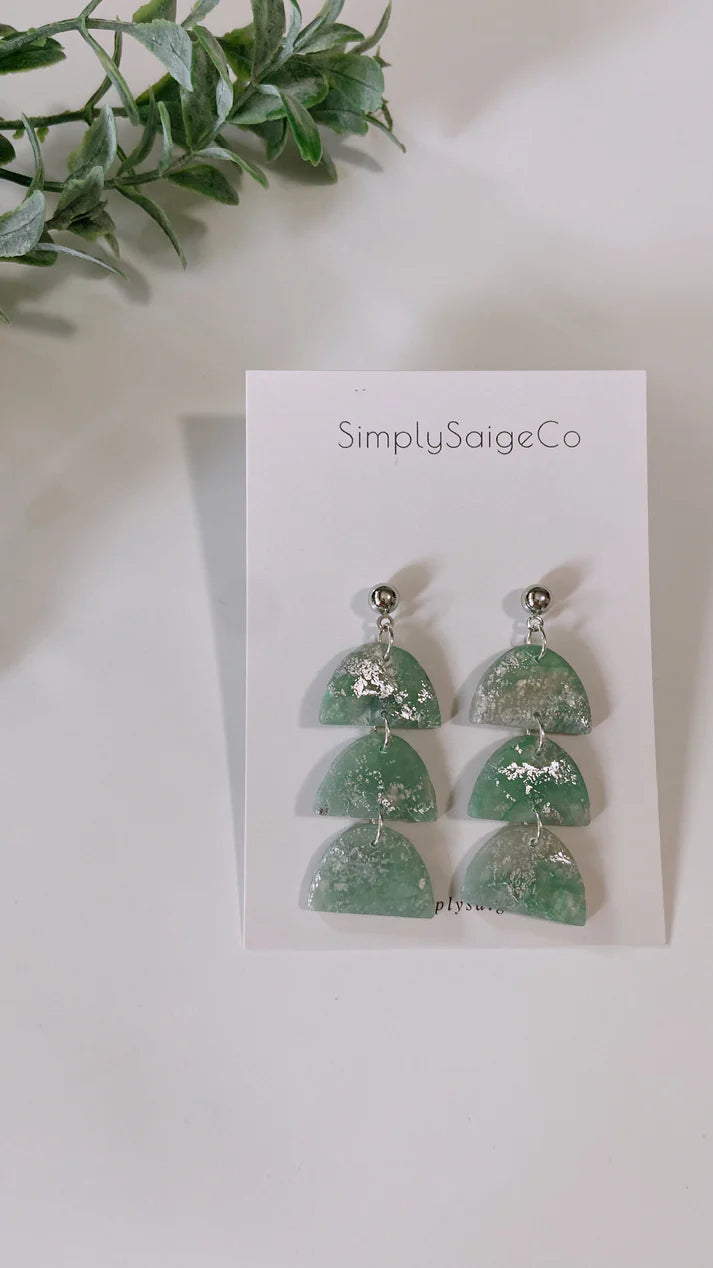 Green Watercolor Earrings